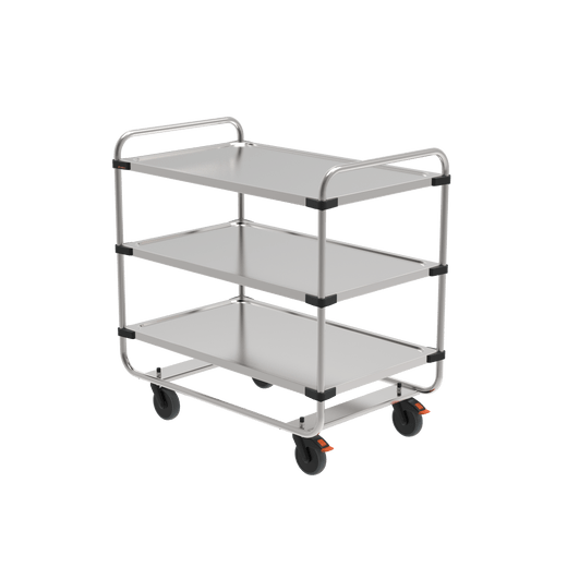 Rieber Servierwagen servo+ 1060 - 3 Borde montiert, extra robust aus Edelstahl in schwerer Ausführung