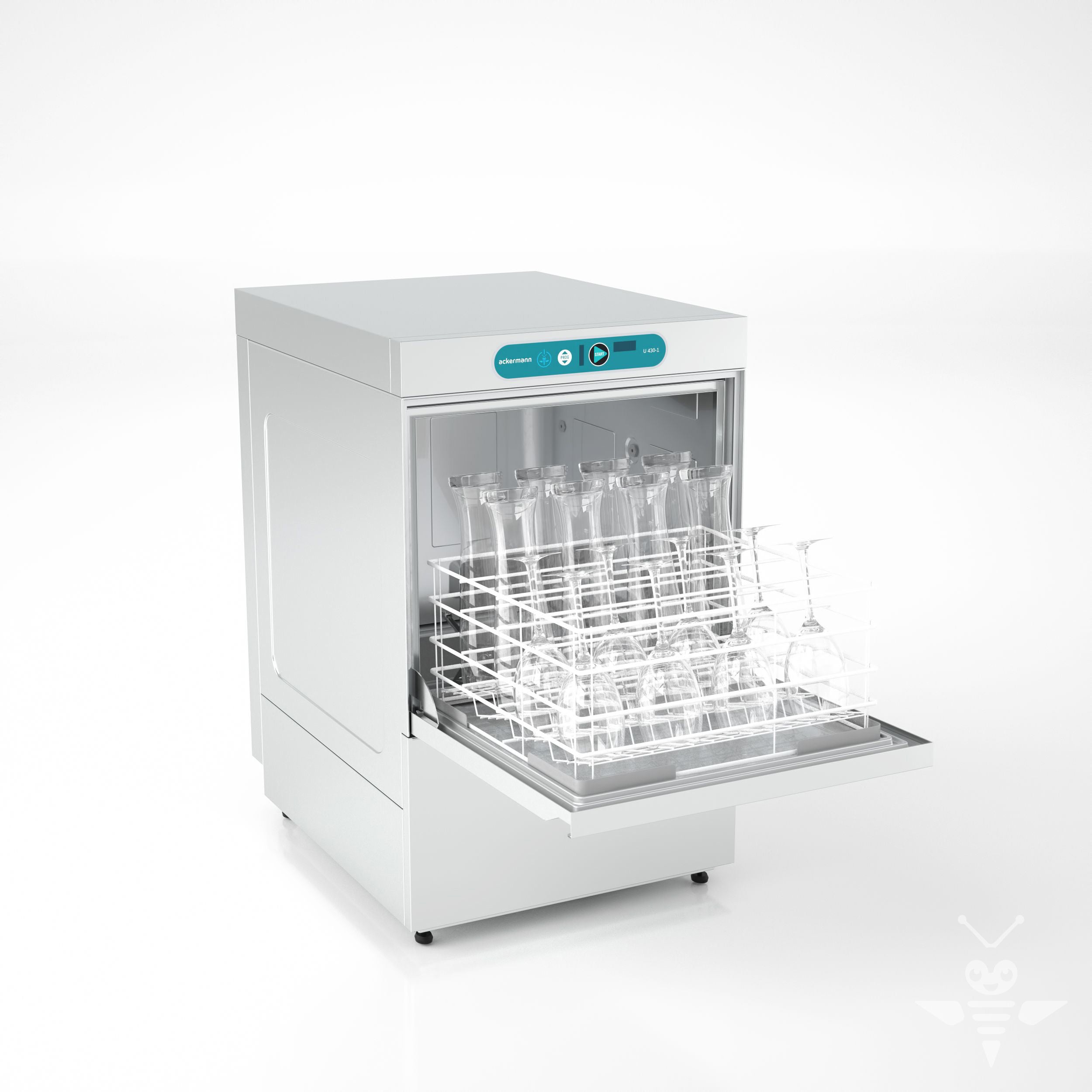 Ackermann Untertisch-Gläser- und Bistrospülmaschinen U 430-1 für Körbe 400x400mm 230 V