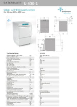 Ackermann Untertisch-Gläser- und Bistrospülmaschinen U 430-1 für Körbe 400x400mm 230 V