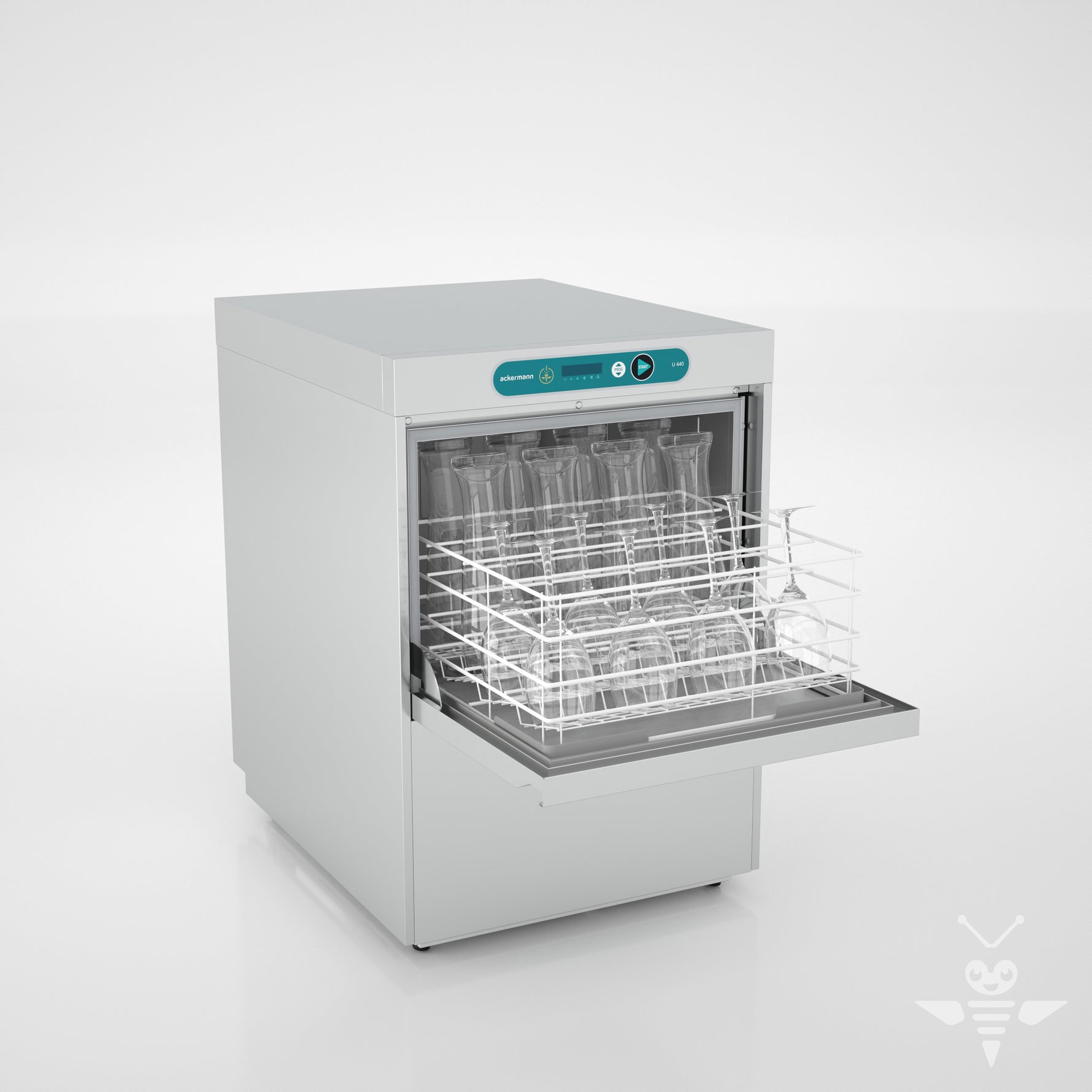 Ackermann Untertisch-Gläser- und Bistrospülmaschinen U 440 für Körbe 400x400mm 230V