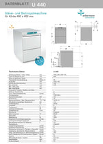 Ackermann Untertisch-Gläser- und Bistrospülmaschinen U 440 für Körbe 400x400mm 230V