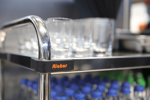 Rieber Servierwagen Edelstahl 850 - 4 Borde 800 x 500 mm montiert