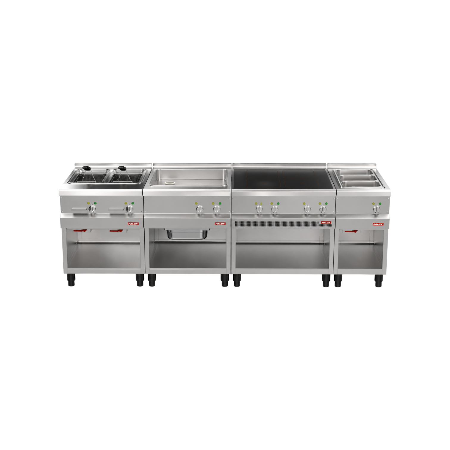 PALUX FunctionLine Anlage Fritteuse Bräter Induktionsherd und Bain Marie Wasserbad